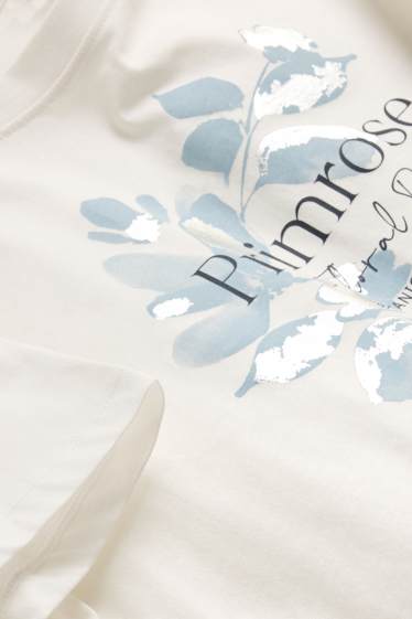 Dona - Samarreta de mànigues curtes - regular fit - de flors - efecte brillant - blanc