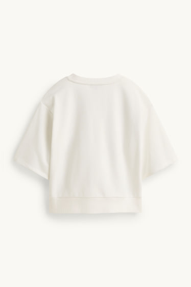 Women - Sweatshirt - floral - shiny - white