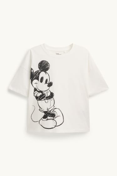 Damen - T-Shirt - Relaxed Fit - Micky Maus - weiß