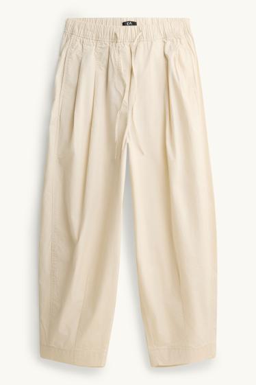 Dona - Pantalons de tela - mid waist - barrel leg - blanc trencat