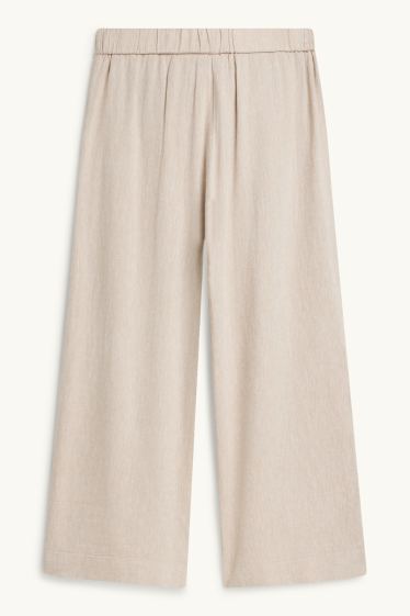 Damen - Stoffhose - Mid Waist - Wide Leg - beige