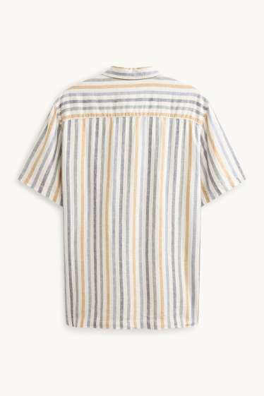 Herren - Hemd - Regular Fit - Kent - Leinen-Mix - gestreift - weiss