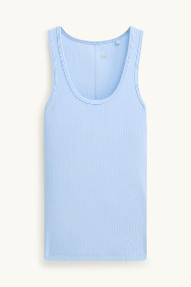 Damen - Top - gerippt - hellblau