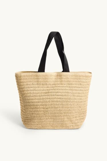 Damen - Großer Stroh-Shopper - beige