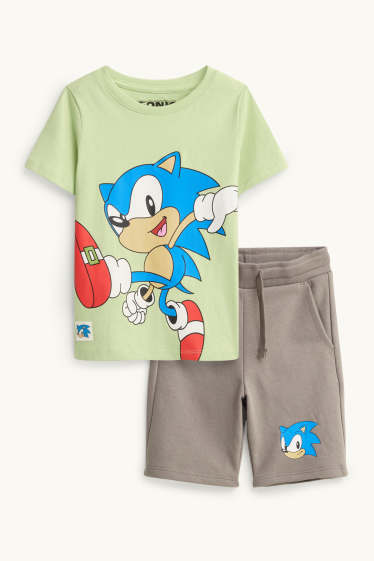 Kinder Buben - Sonic - Set - Kurzarmshirt und Shorts - 2 teilig - grün