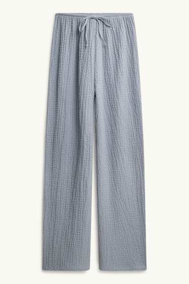 Donna - Pantaloni - vita media - loose fit - tramati - grigio chiaro