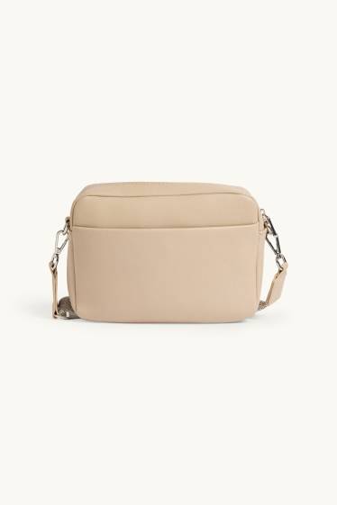 Donna - Borsa a tracolla con spallaccio staccabile - similpelle - beige