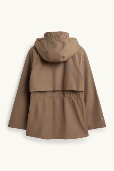 Femmes - Veste à capuche - finition déperlante - marron