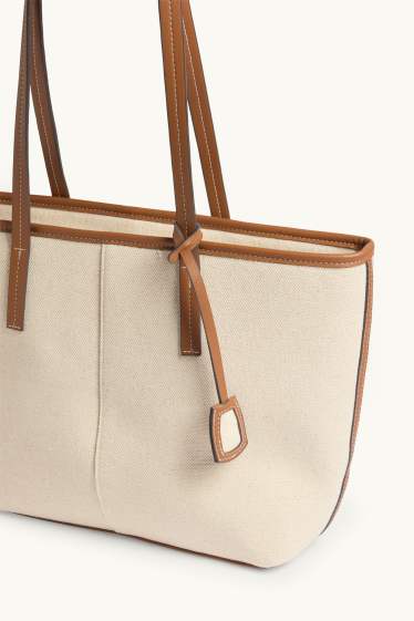 Dámské - Velká kabelka shopper - béžová/hnědá