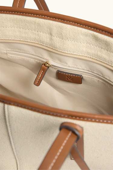 Dámské - Velká kabelka shopper - béžová/hnědá