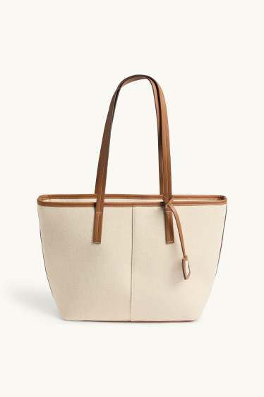 Dámské - Velká kabelka shopper - béžová/hnědá