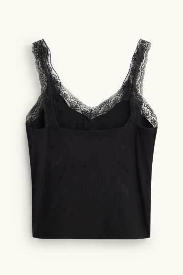 Dámské - Top - žebrovaný - černá