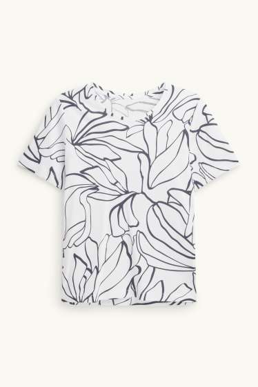 Dámské - Tričko - regular fit - se vzorem - bílá/černá