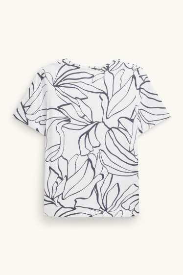 Dámské - Tričko - regular fit - se vzorem - bílá/černá