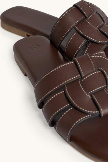 Women - Sandals - faux leather - dark brown