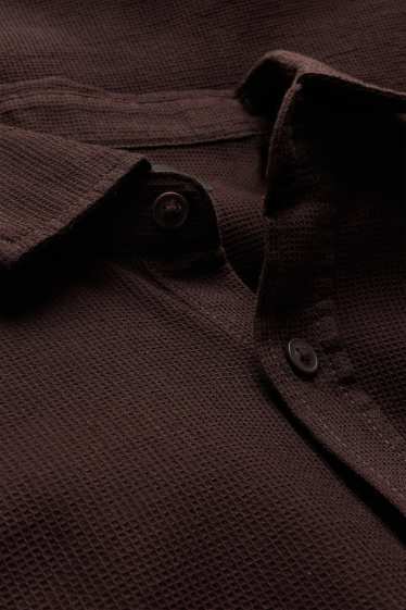 Home - Camisa - regular fit - Kent - texturada - marró fosc