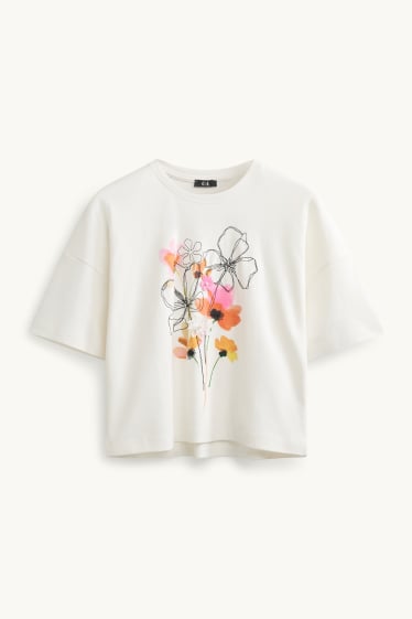 Damen - T-Shirt - Relaxed Fit - weiß