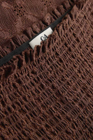 Damen - Rock - Broderie Anglaise - dunkelbraun