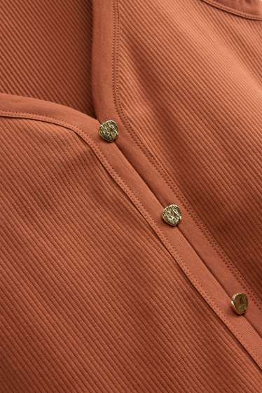 Dames - Top - ribstof - bruin