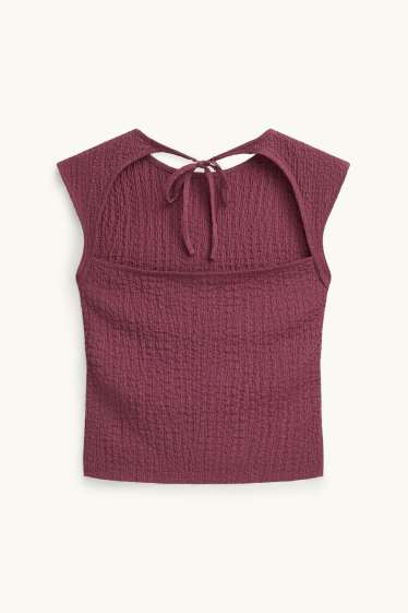 Donna - Top - tessuto tramato - rosso scuro