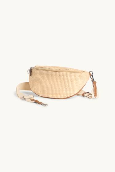 Damen - Umhängetasche mit abnehmbarem Taschengurt - beige
