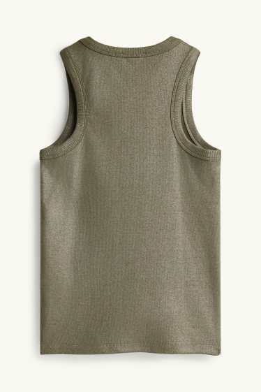 Femmes - Top - brillant - côtelé - kaki