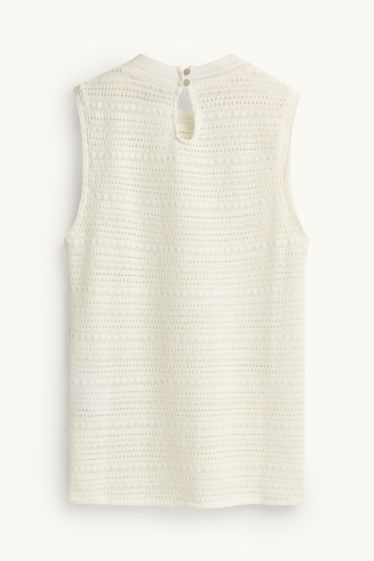 Dámské - Háčkovaný top - bílá