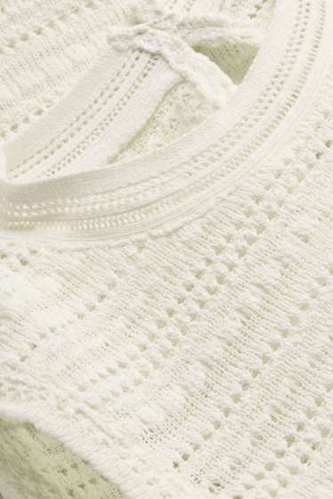 Dámské - Háčkovaný top - bílá