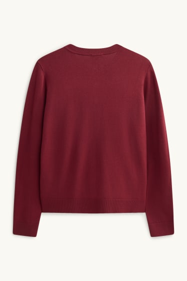 Damen - Strickjacke - dunkelrot