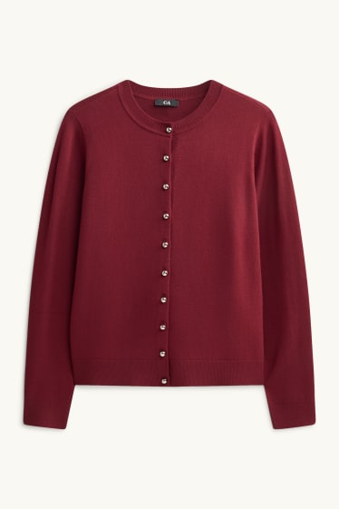 Damen - Strickjacke - dunkelrot