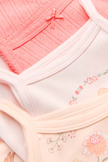 Baby Mädchen - Multipack 3er - Vögelchen und Blümchen - Baby-Body - pink / rosa