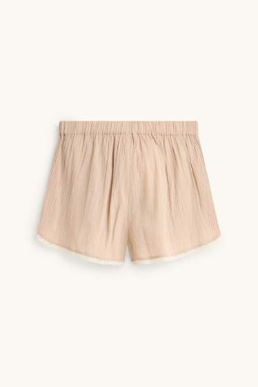 Women - Shorts - mid-rise waist - beige