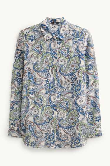 Dames - Overhemdblouse - met patroon - blauw