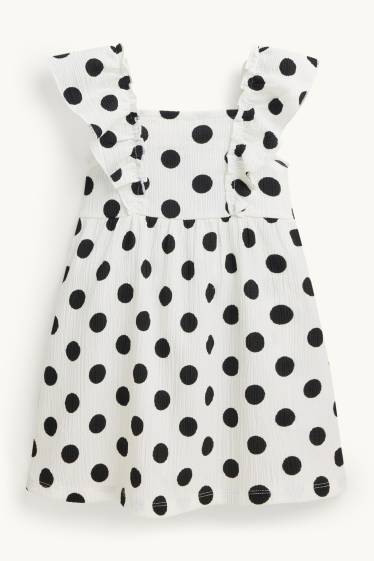 Kinder Mädchen - Kleid - gepunktet - weiß / schwarz
