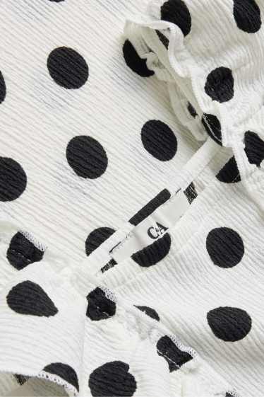 Kinder Mädchen - Kleid - gepunktet - weiß / schwarz