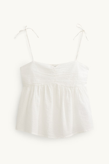 Women - Blouse top - textured - white