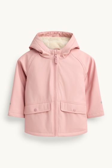 Enfants filles - Étoile et léopard - veste de pluie avec capuche - doublée - rose