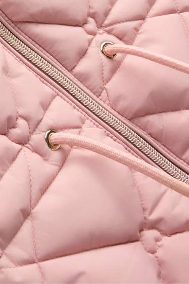 Children Girls - Quilted gilet with hood - water-repellent - rose