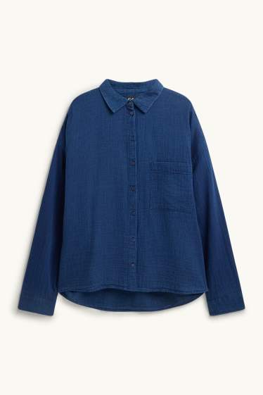 Femei - Bluză din muselină - albastru închis