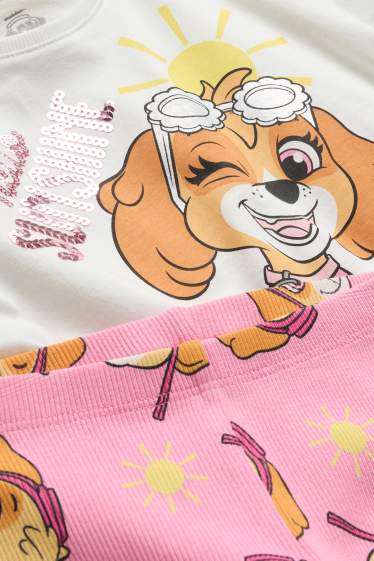 Kinder Mädchen - PAW PATROL - Set - Kurzarmshirt und Leggings - gerippt - weiß