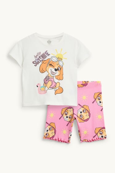 Kinder Mädchen - PAW PATROL - Set - Kurzarmshirt und Leggings - gerippt - weiß