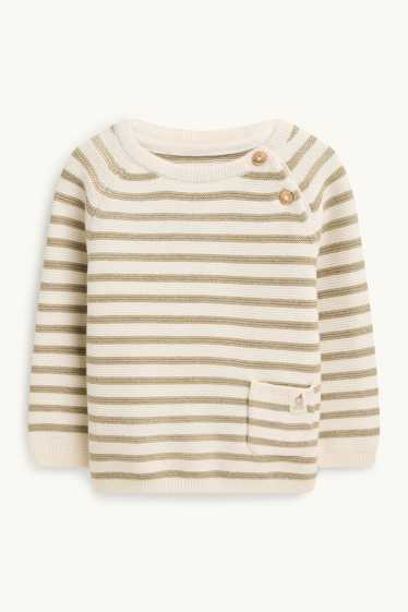 Unisex - Löwe - Baby-Pullover - gestreift - cremefarben