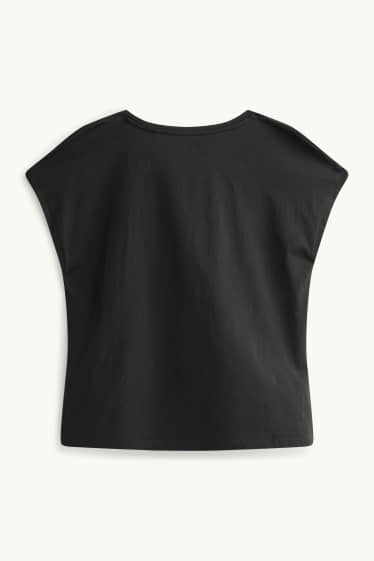 Donna - T-shirt - regular fit - a fiori - nero / bianco