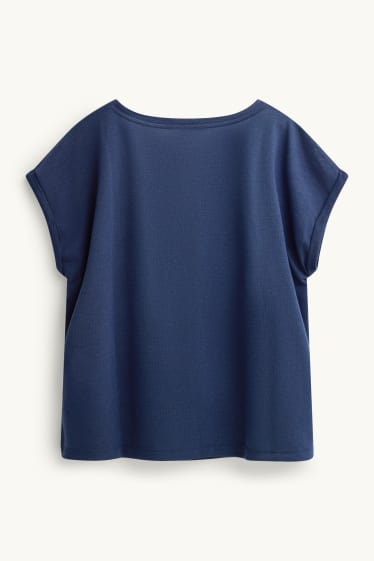 Donna - T-shirt con scollo a V - relaxed fit - blu scuro
