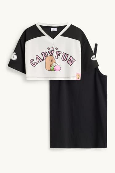 Enfants filles - CapyFun - ensemble - T-shirt et top - 2 pièces - blanc