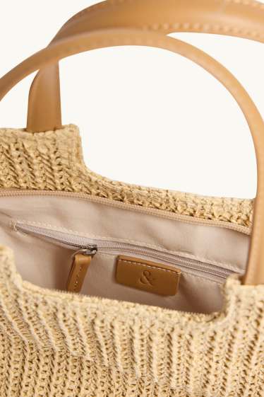 Women - Large straw shopper - light brown
