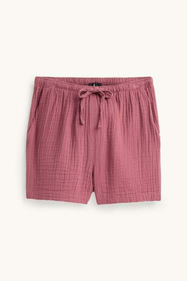 Damen - Musselin-Shorts - Mid Waist - hellrot