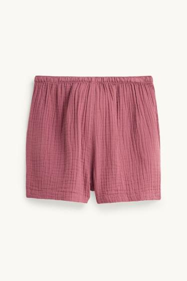 Damen - Musselin-Shorts - Mid Waist - hellrot
