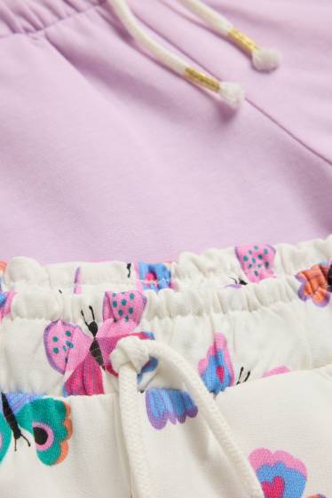 Kinderen: meisjes - Set van 2 - vlinder - sweatshort - wit
