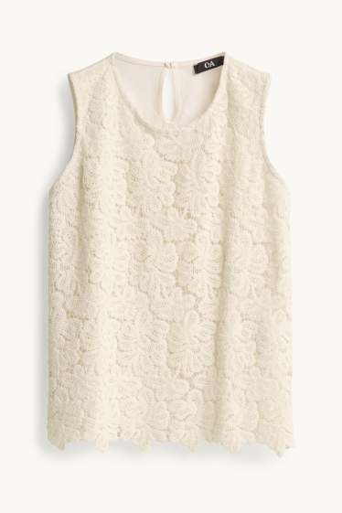 Dámské - Halenka bez rukávů - krémově bílá